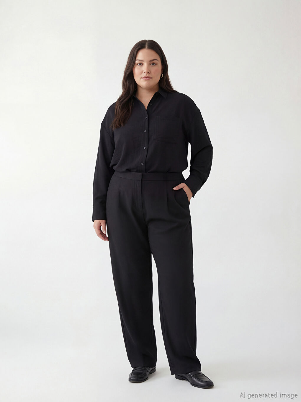 بنطلون واسع للسيدات بكسرات-1