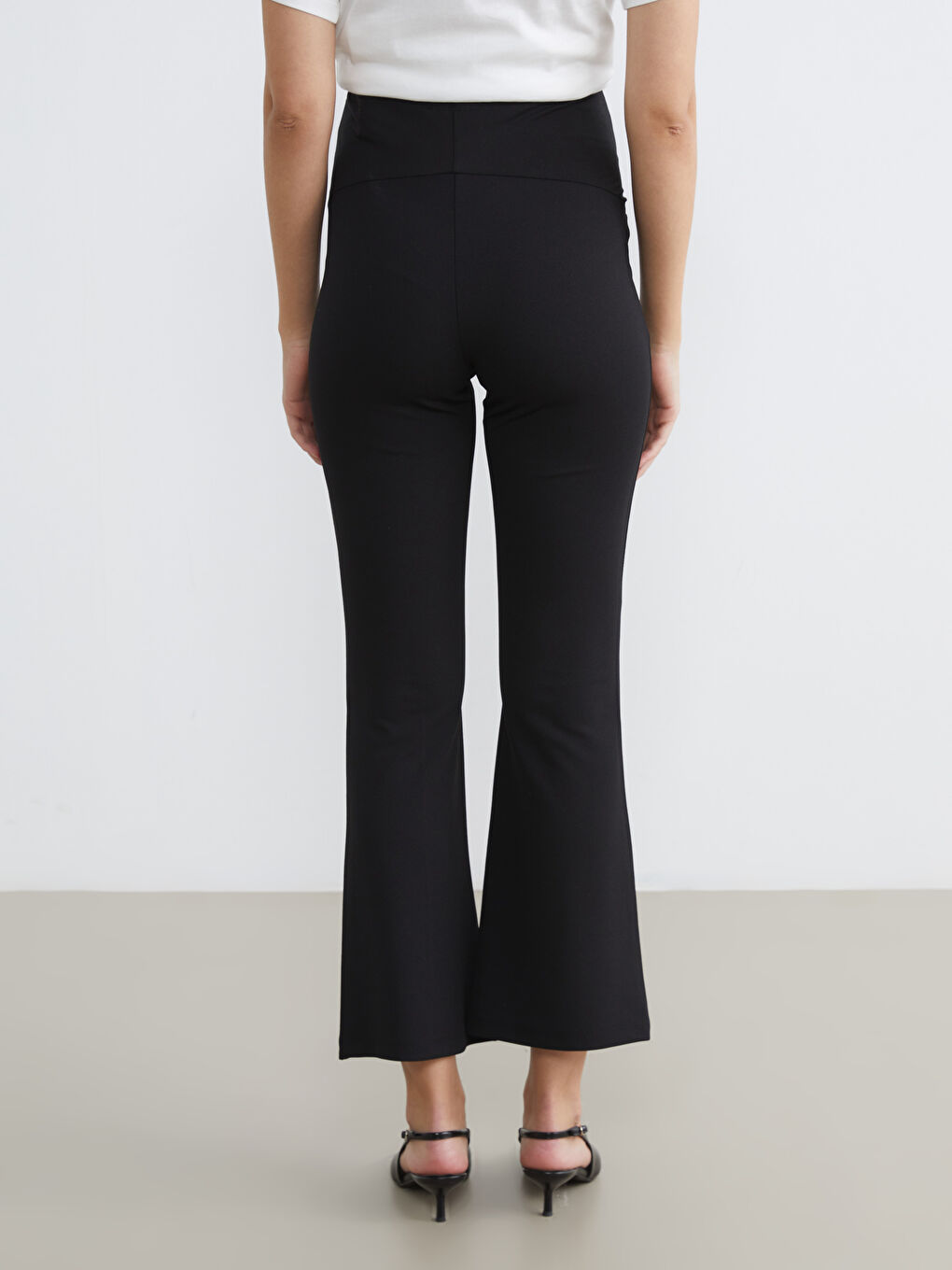 Siyah Karın Panelli İspanyol Paça Hamile Pantolon-3