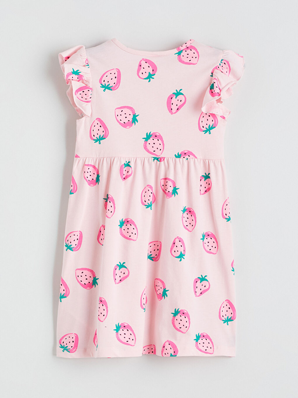 Pembe Çiçek Desenli Kız Çocuk Elbise-2