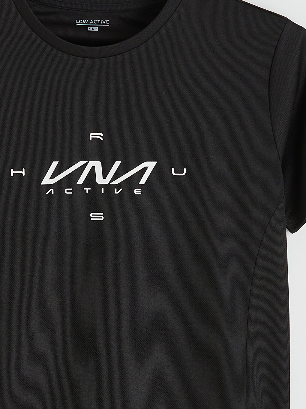 Siyah Bisiklet Yaka Baskılı Erkek Spor Tişört-4