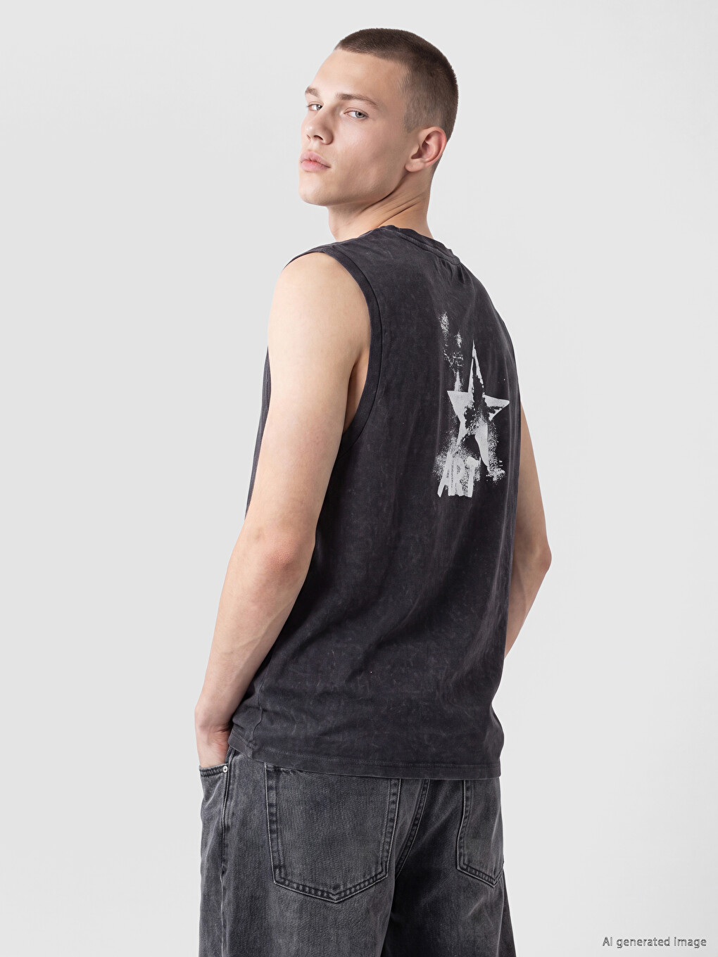 Crew Neck Printed Men's Sleeveless T-shirt