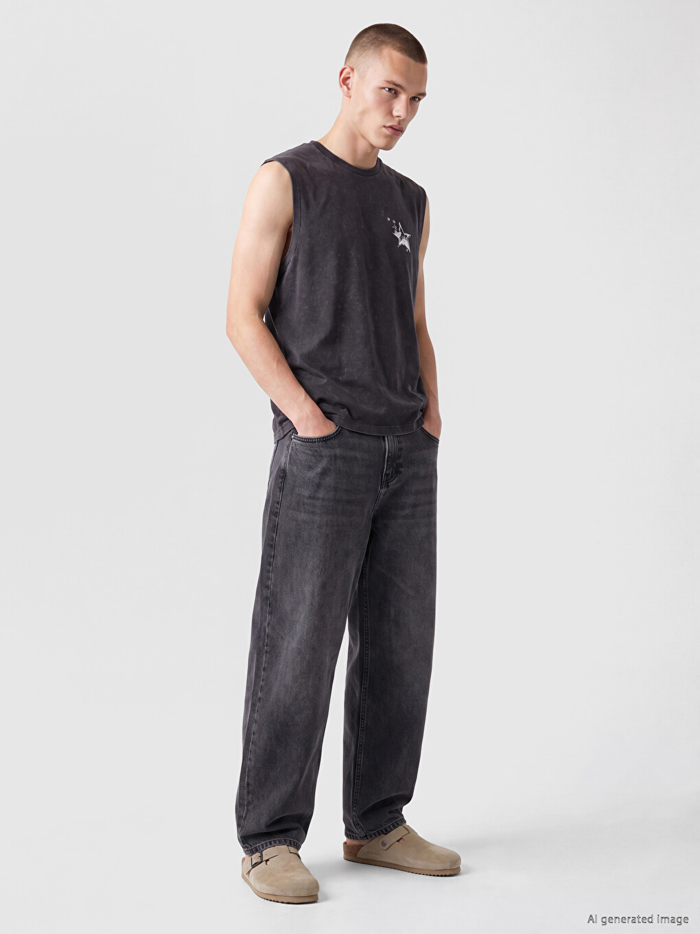 Crew Neck Printed Men's Sleeveless T-shirt-1