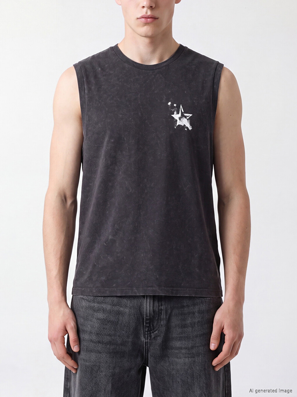 Crew Neck Printed Men's Sleeveless T-shirt-2
