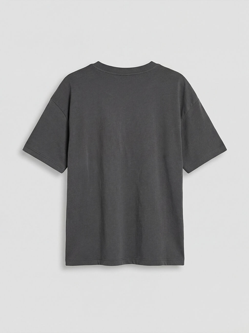 Antrasit Bisiklet Yaka Baskılı Erkek Çocuk Tişört-1