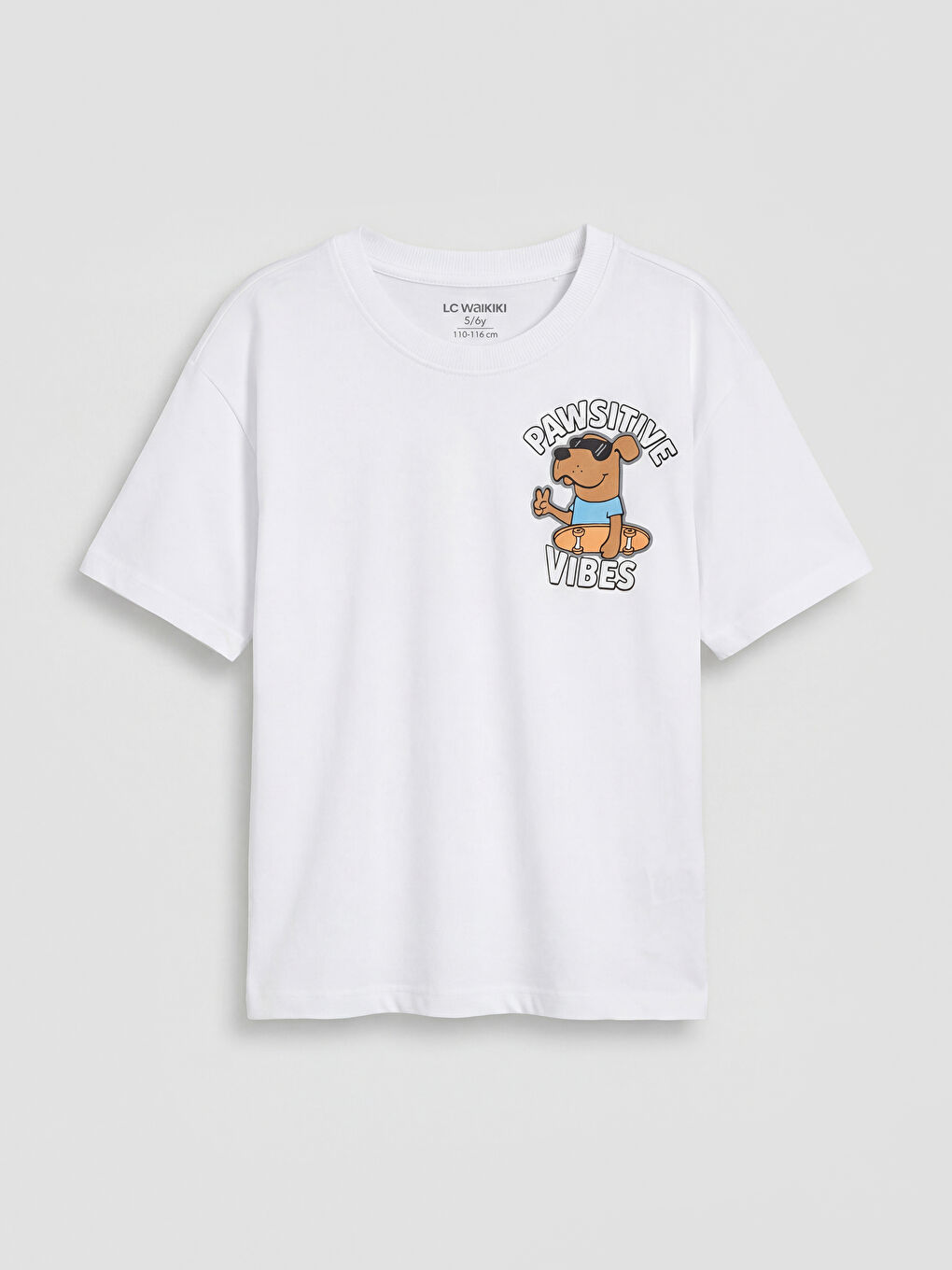 Beyaz Bisiklet Yaka Baskılı Erkek Çocuk Tişört 2'li -1