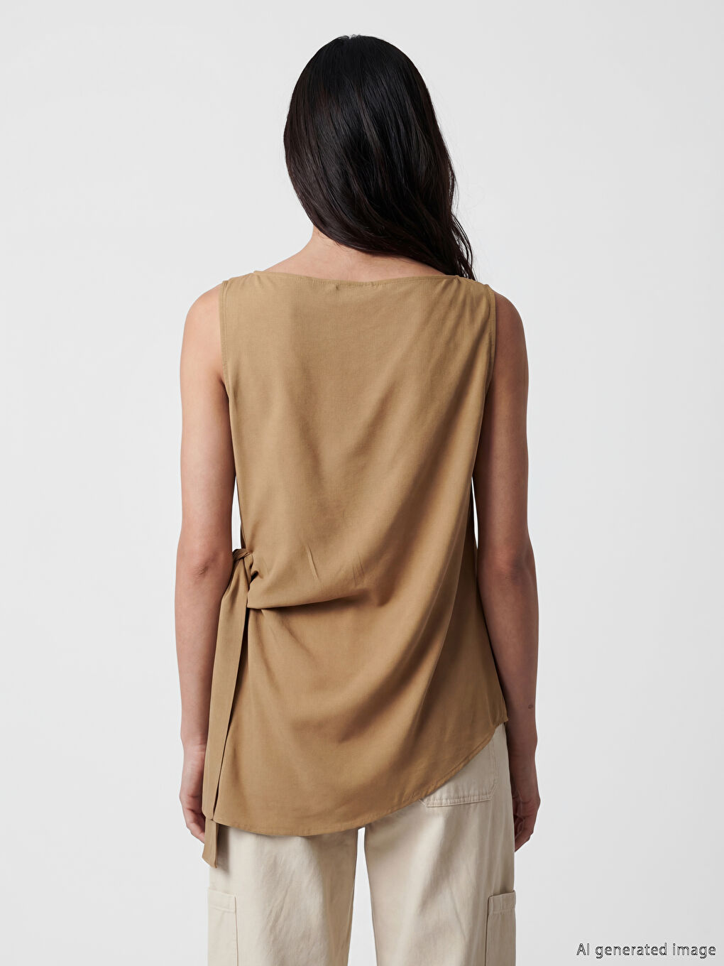 بلوزة بياقة واسعة متدلية مع ربطة عنق-3