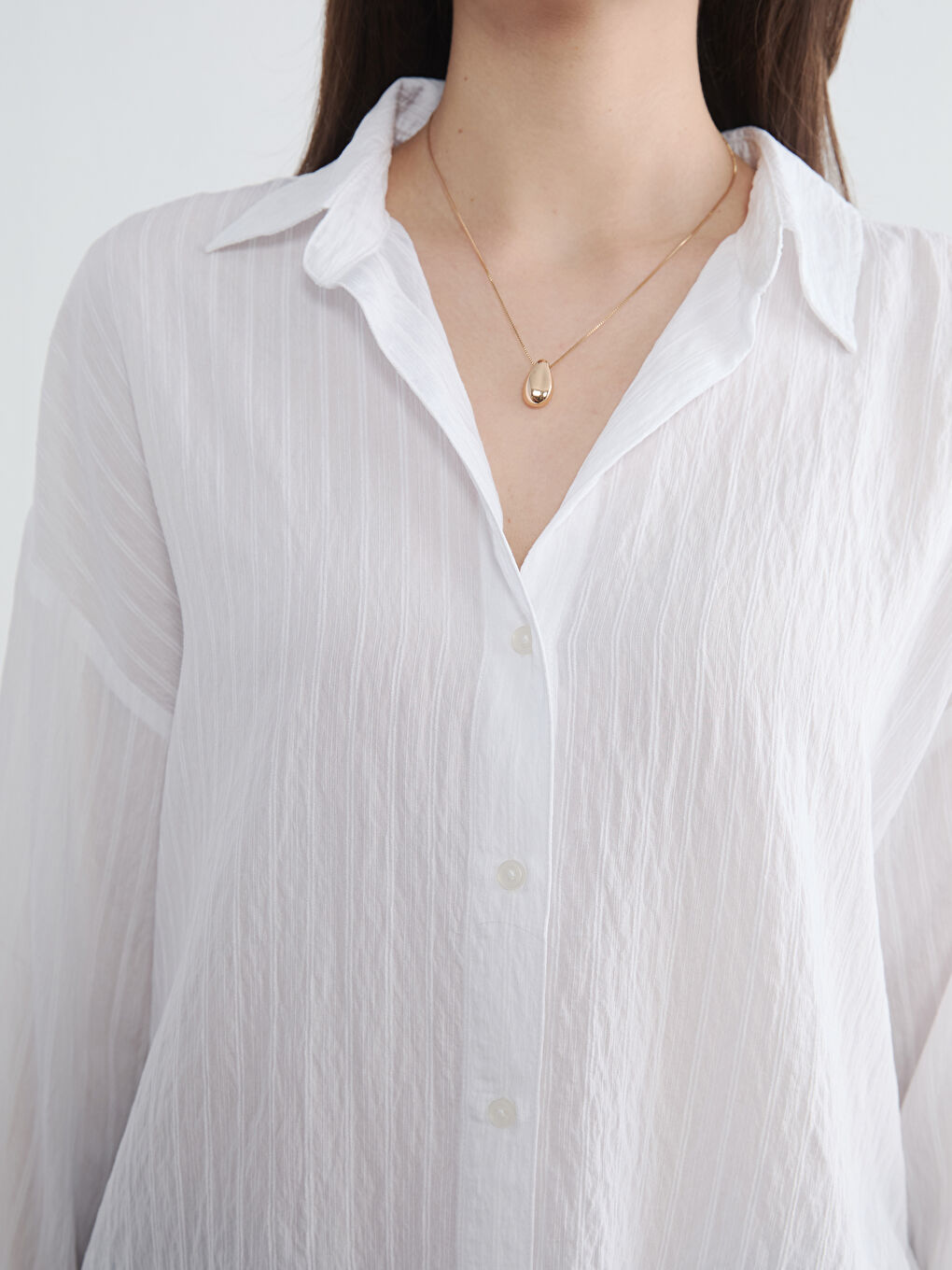 Chemise Dobby Rayée Oversize Femme-2