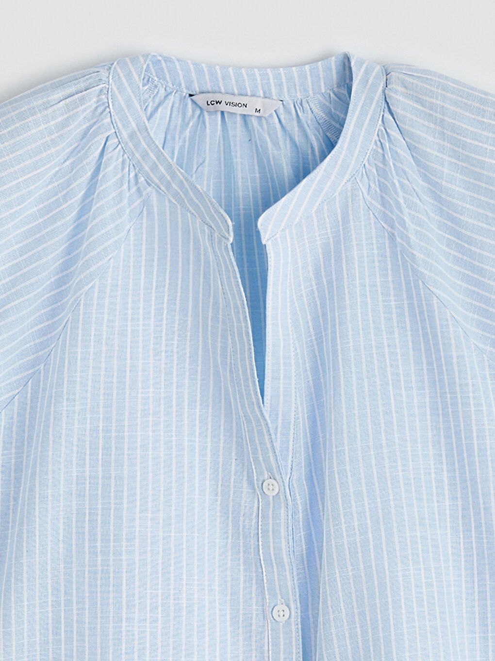 Μπλούζα Ριγέ με Λαιμόκοψη με Εγκοπή και Φουσκωτά Μανίκια-5