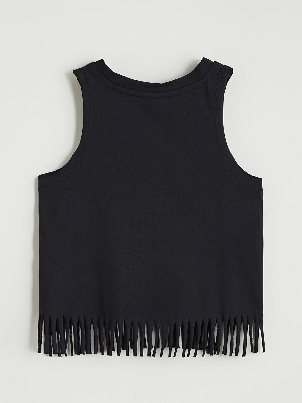 تيشيرت بدون أكمام مطبوع بياقة دائرية للبنات-2