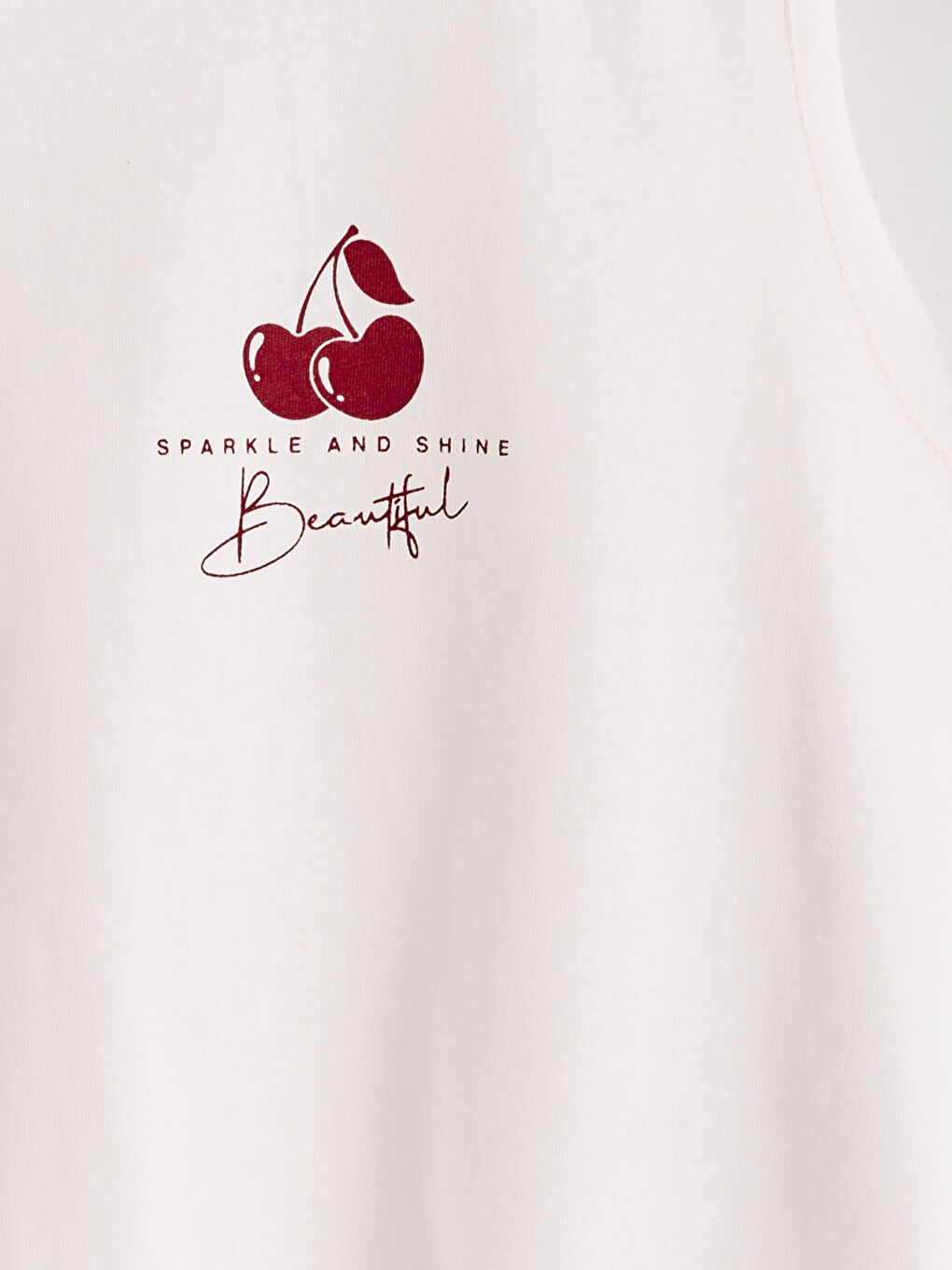 تيشيرت بدون أكمام مطبوع بياقة دائرية للبنات-2