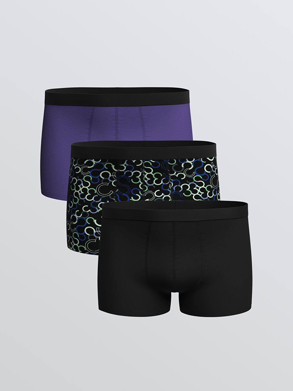 Karışık Standart Kalıp Pamuklu Esnek Erkek Boxer 3'lü	