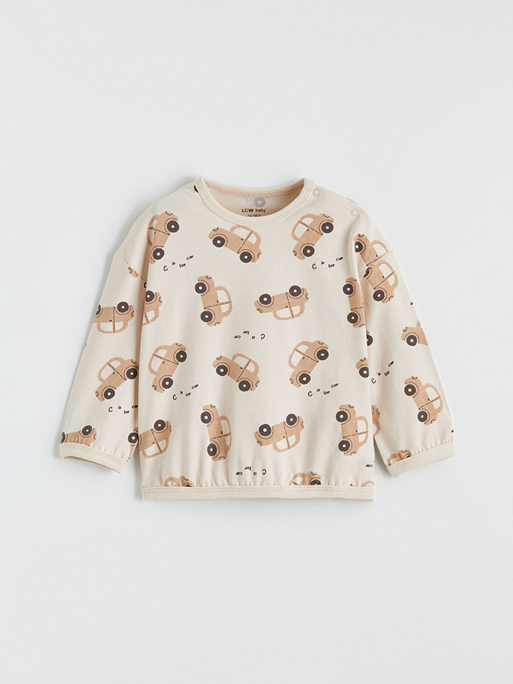 Bej Bisiklet Yaka Baskılı Erkek Bebek Pijama Takımı-1