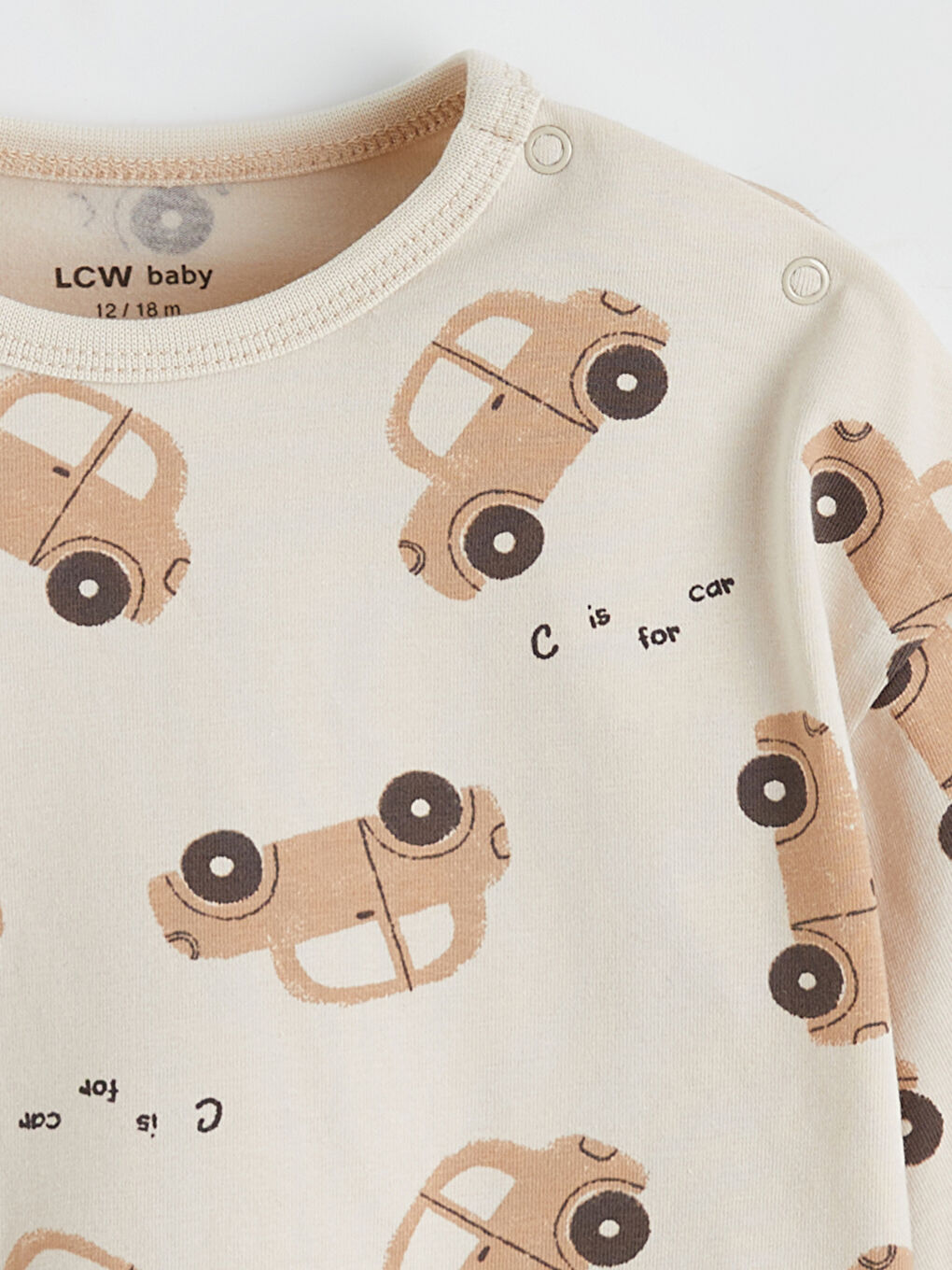 Bej Bisiklet Yaka Baskılı Erkek Bebek Pijama Takımı-2