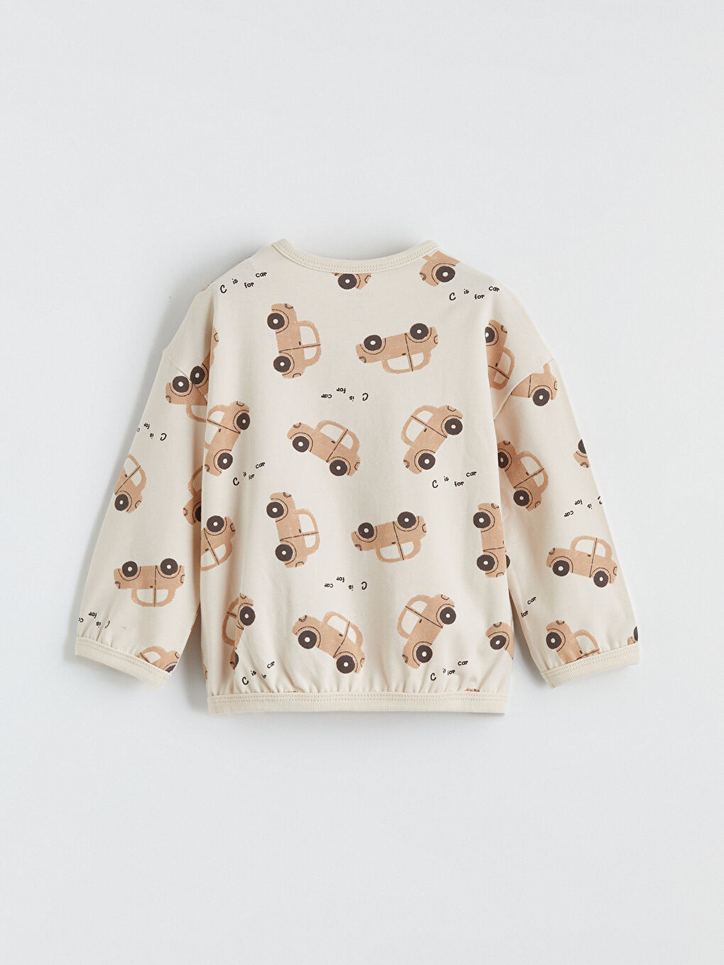 Bej Bisiklet Yaka Baskılı Erkek Bebek Pijama Takımı-4