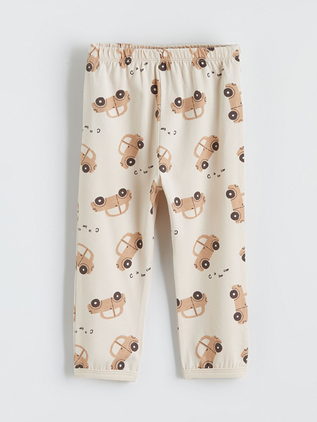 Bej Bisiklet Yaka Baskılı Erkek Bebek Pijama Takımı-5