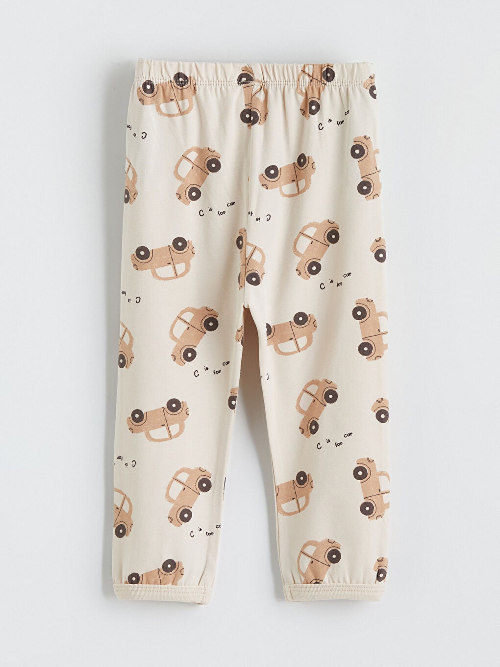 Bej Bisiklet Yaka Baskılı Erkek Bebek Pijama Takımı-7