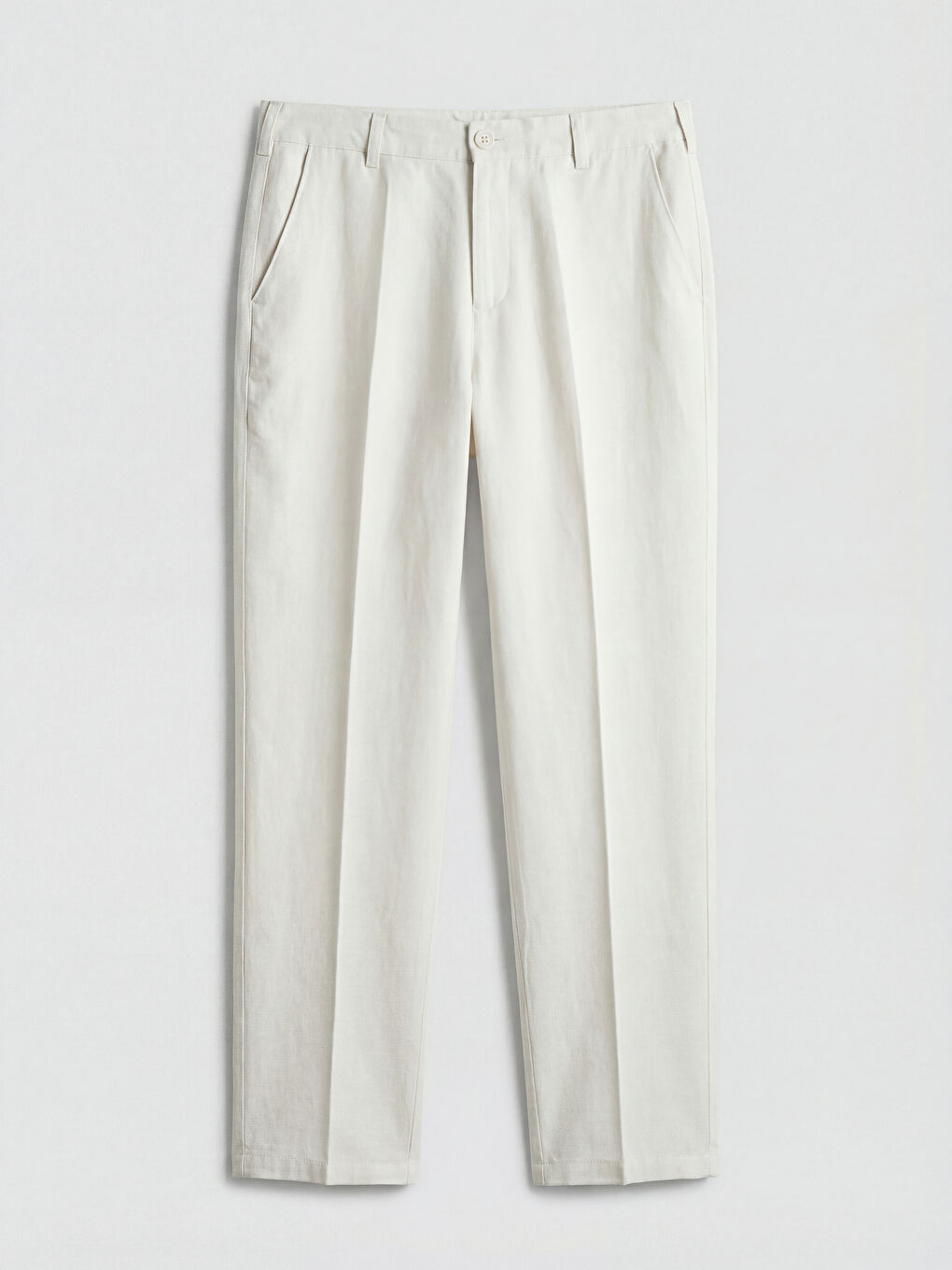 Regular Fit Linen-Look Men's Trousers-3