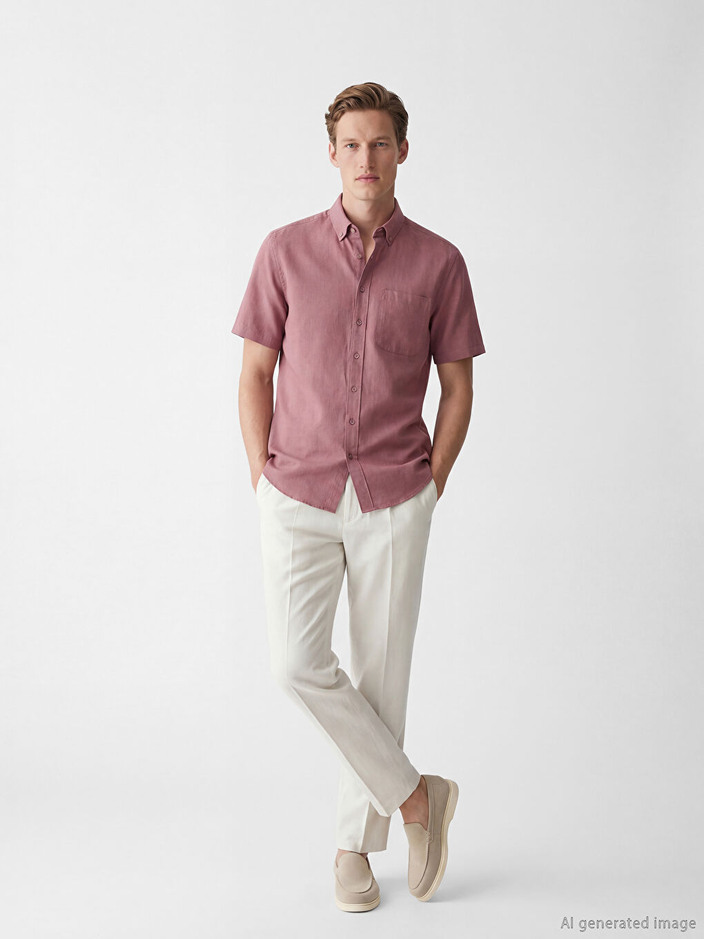 Regular Fit Linen-Look Men's Trousers