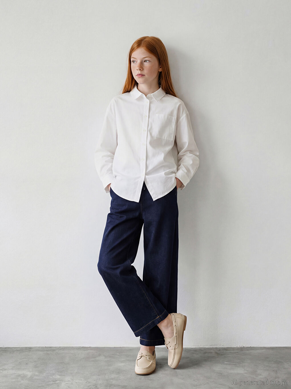 Long Sleeve Girls' Poplin Shirt-1