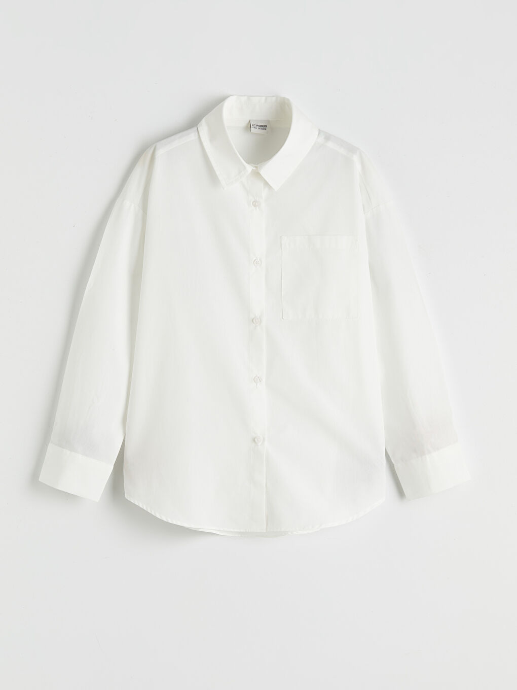 Beyaz Uzun Kollu Kız Çocuk Poplin Gömlek