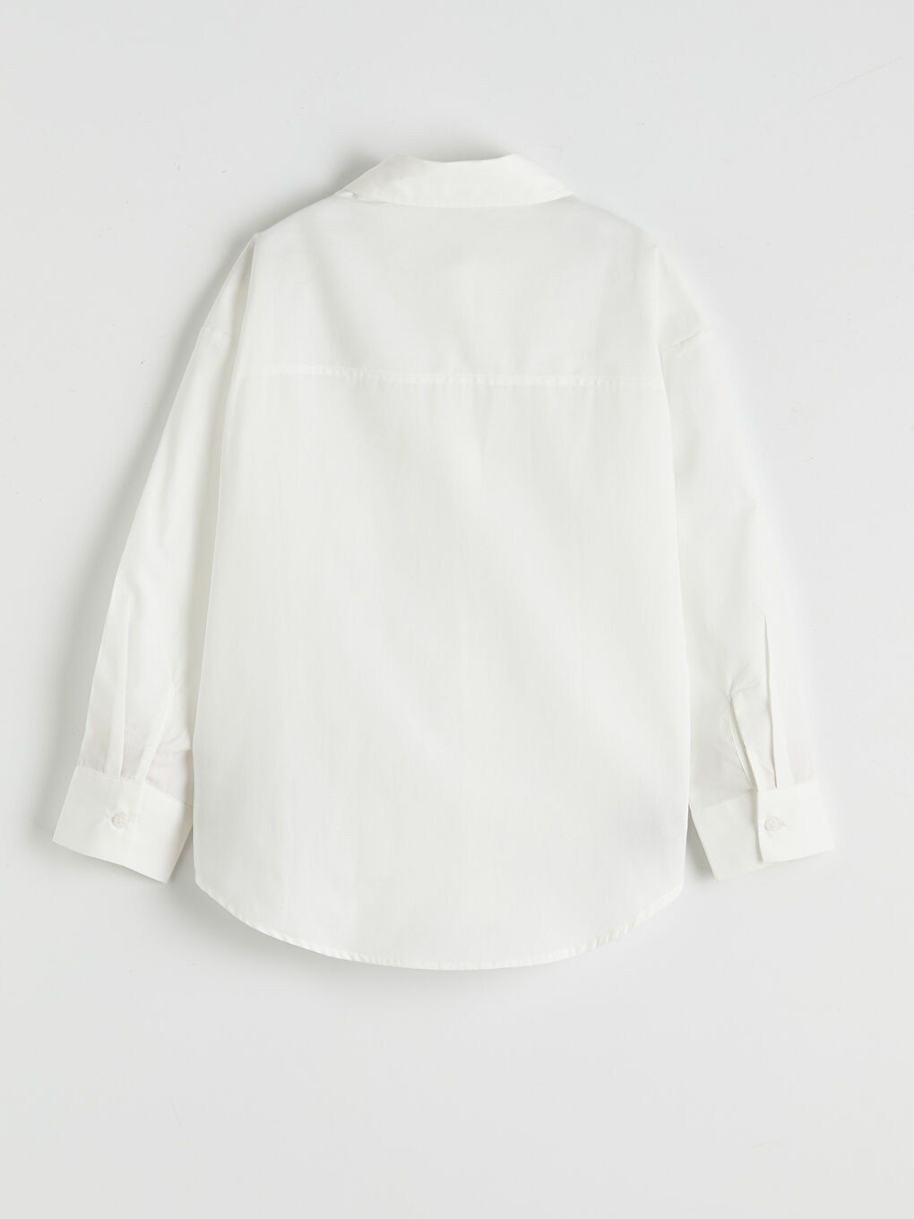 Beyaz Uzun Kollu Kız Çocuk Poplin Gömlek-1