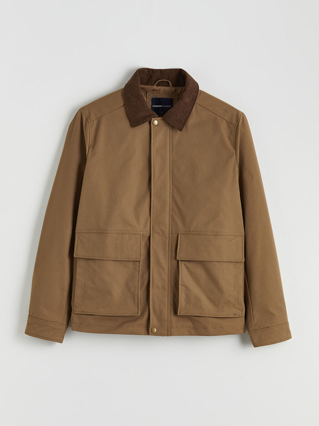 Kahverengi Regular Fit  Kadife Yaka Gabardin Erkek Mont-5