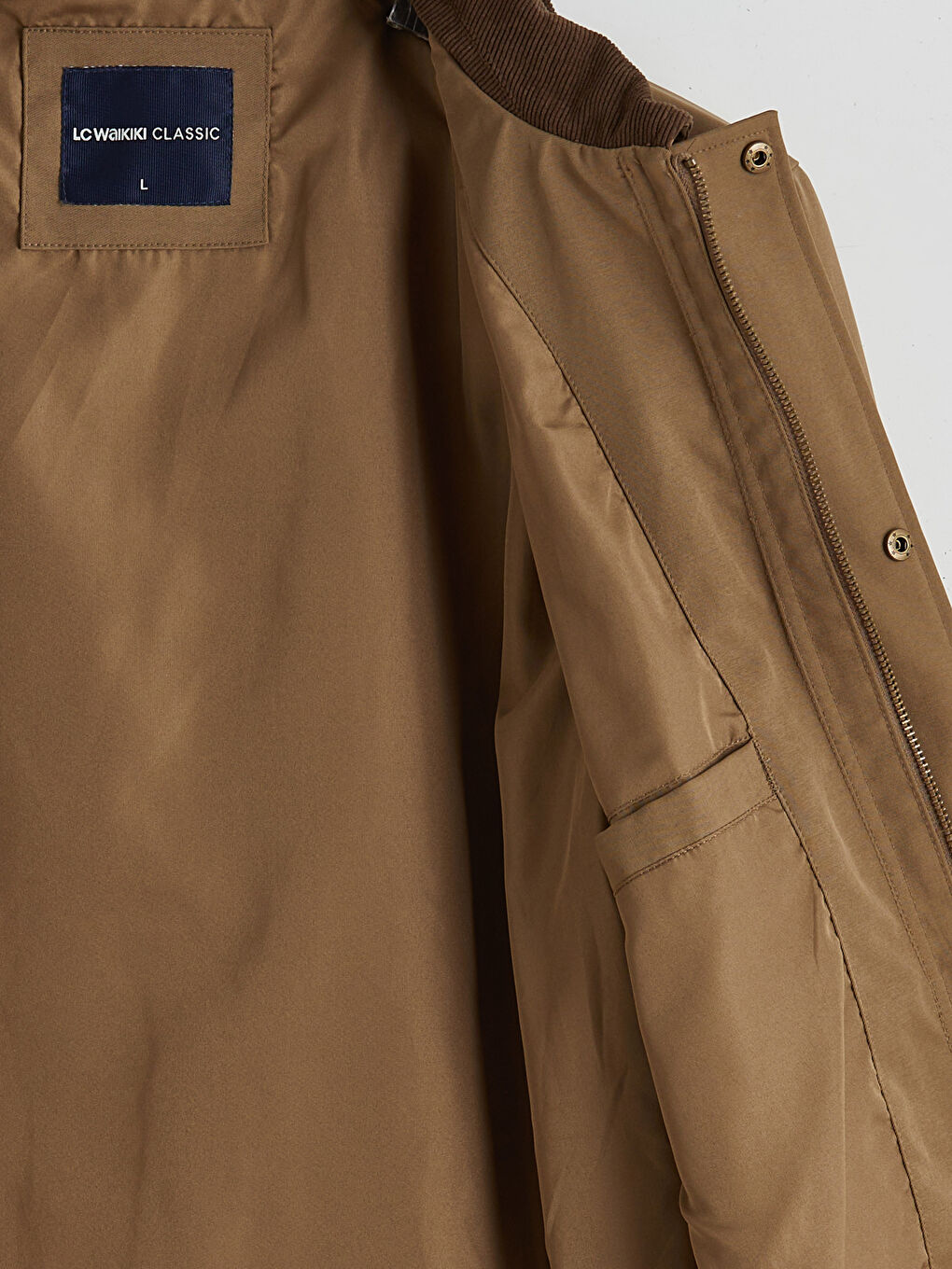 Kahverengi Regular Fit  Kadife Yaka Gabardin Erkek Mont-6