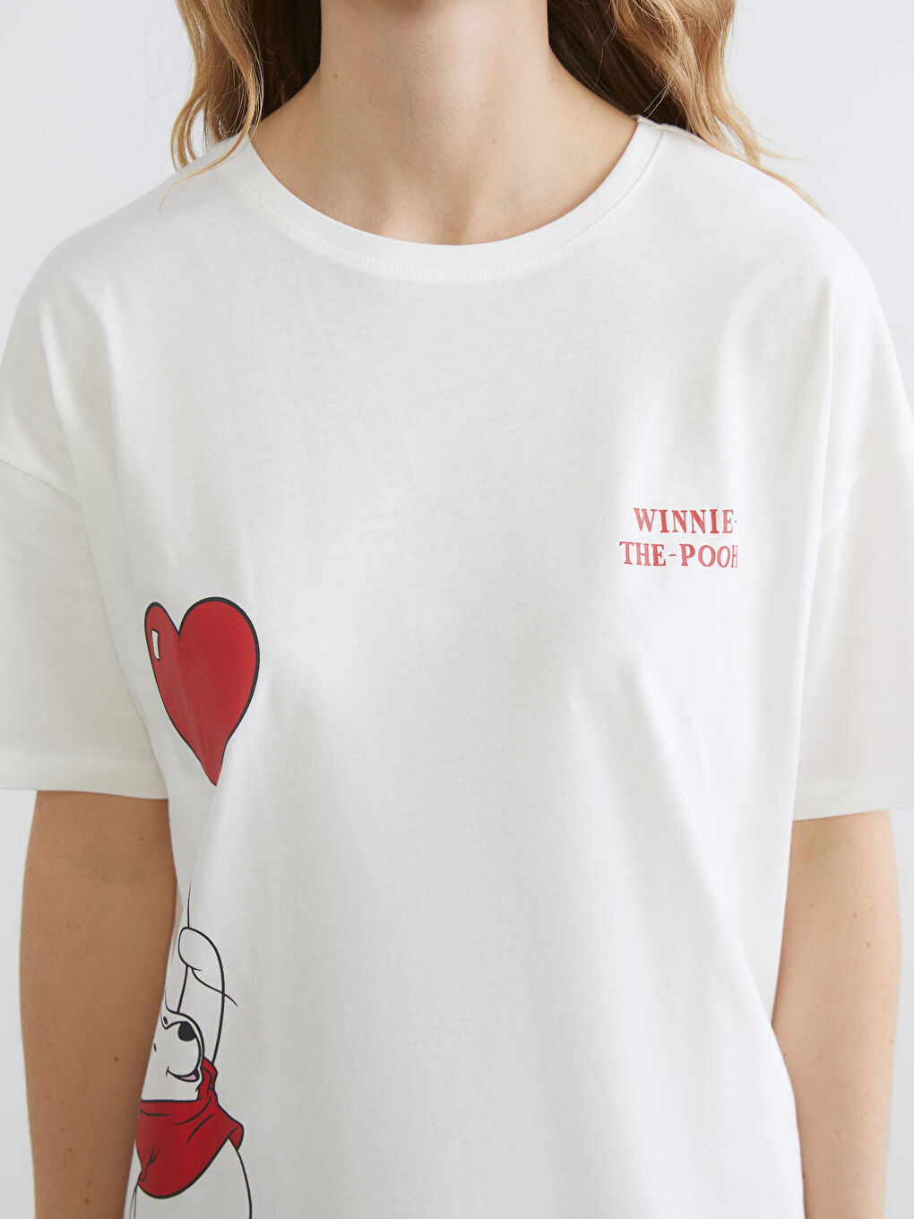 Ekru Winnie the Pooh Baskılı Kadın Pijama Takım-2