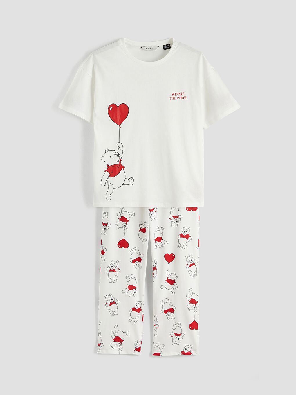 Ekru Winnie the Pooh Baskılı Kadın Pijama Takım-4