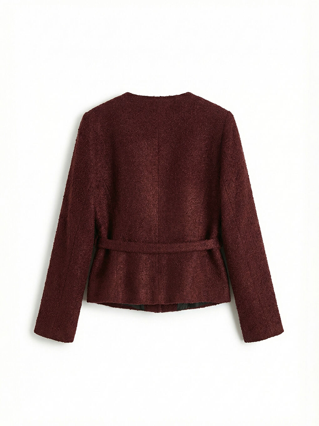 Bordo Bisiklet Yaka Kadın Tüvit Ceket-1