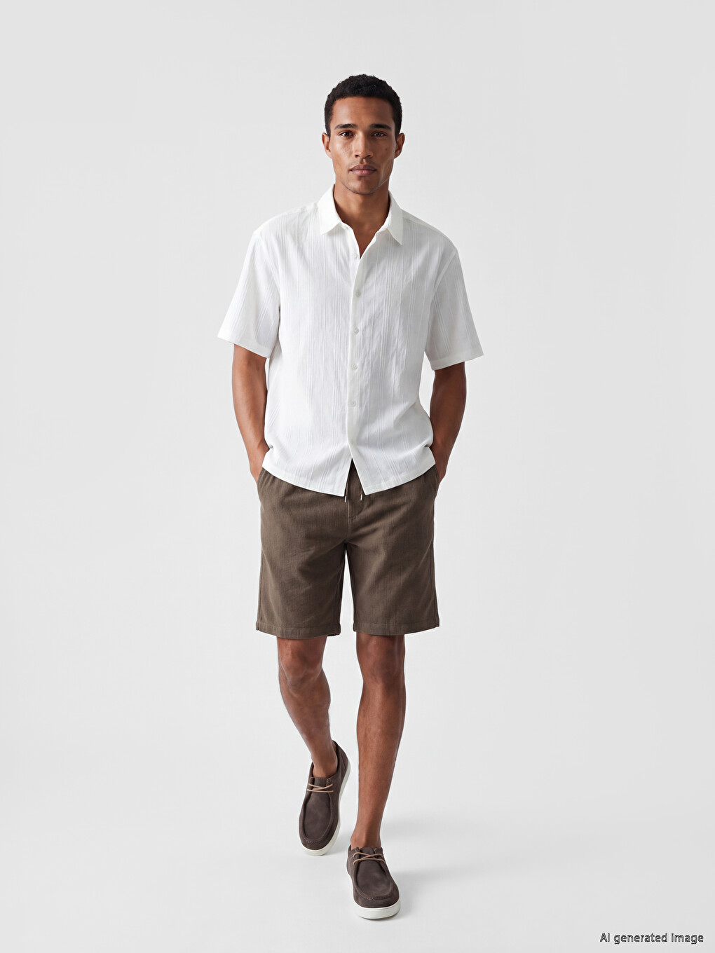 Regular Fit Linen Look Men's Shorts