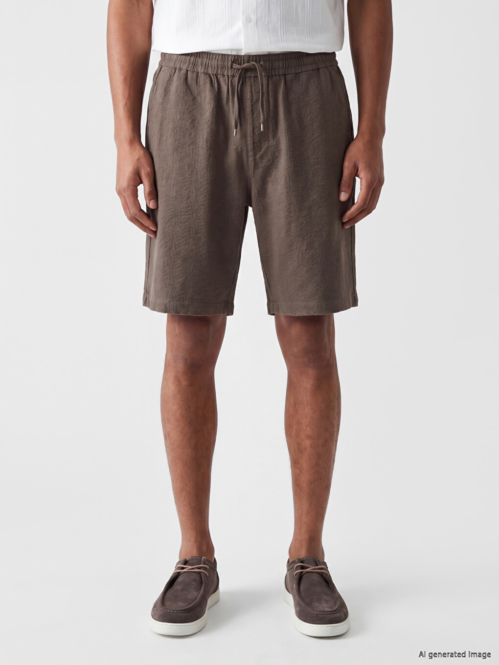 Regular Fit Linen Look Men's Shorts-1