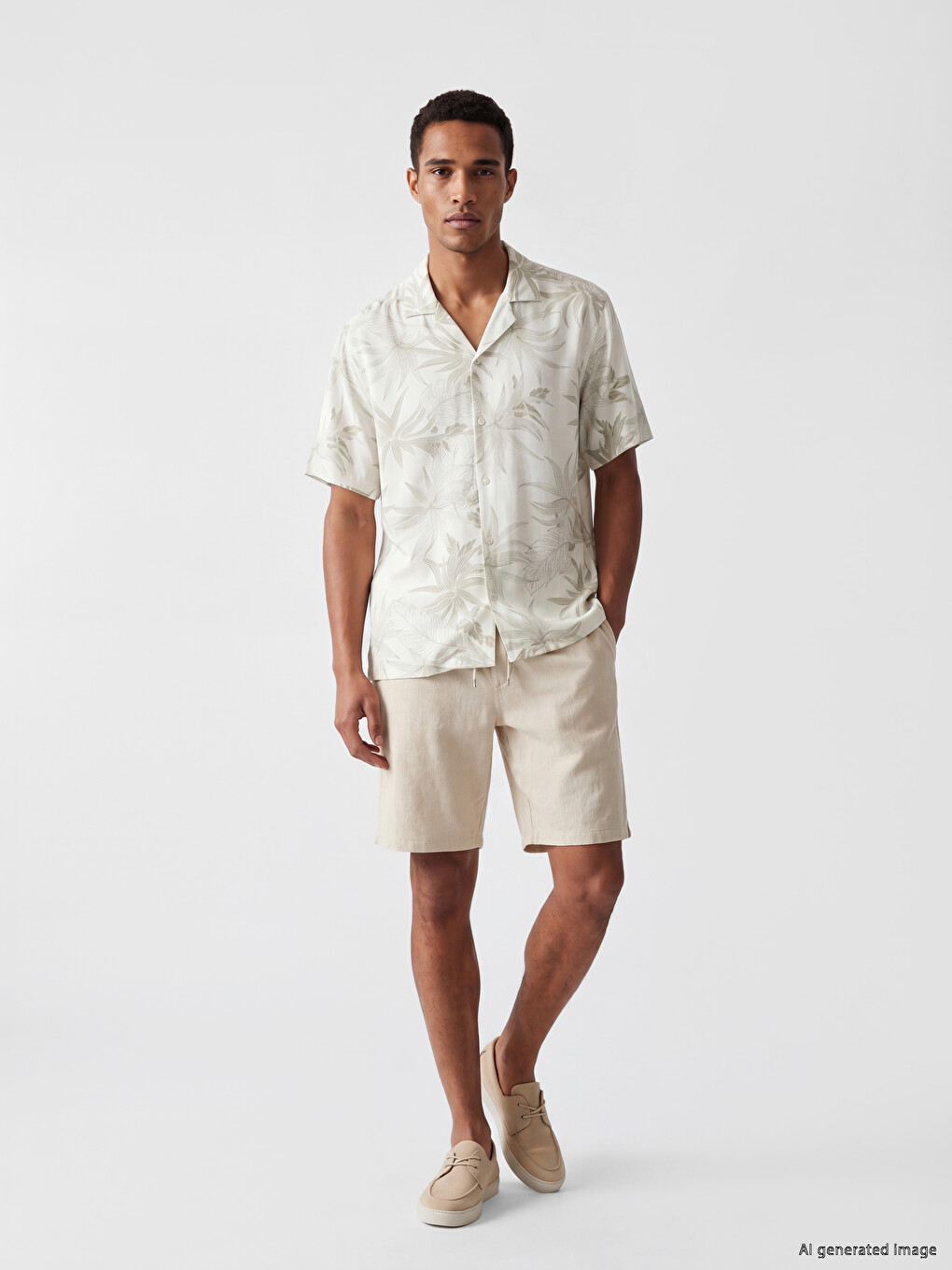Regular Fit Linen Look Men's Shorts