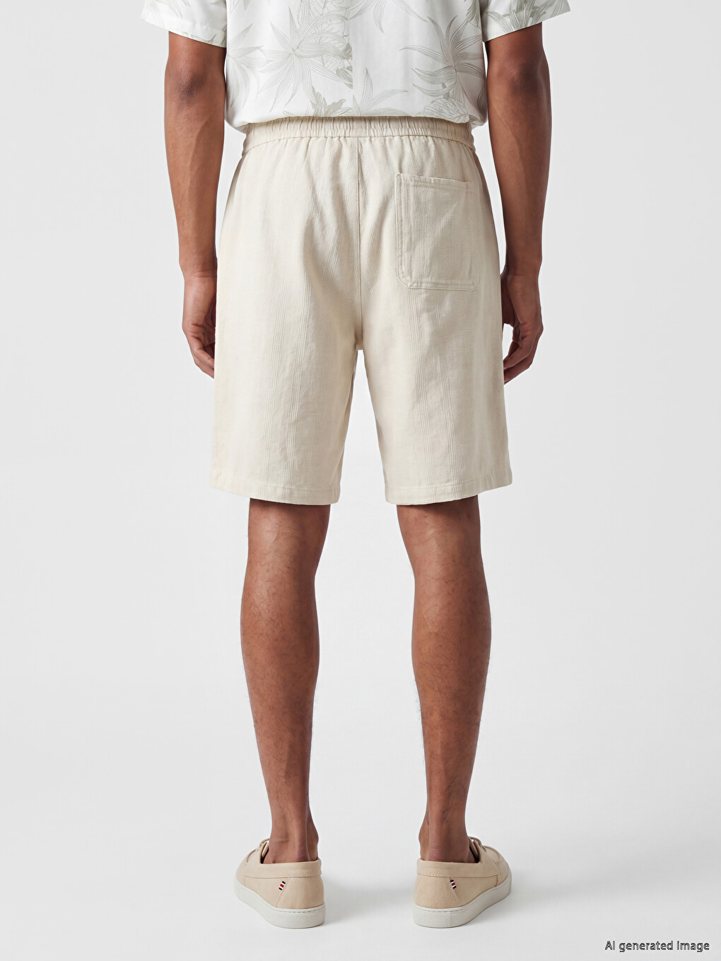 Regular Fit Linen Look Men's Shorts-3