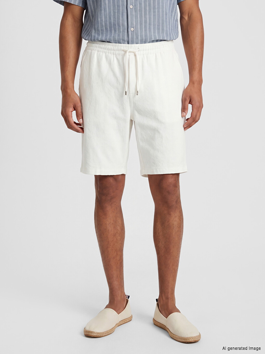Regular Fit Linen Look Men's Shorts-1
