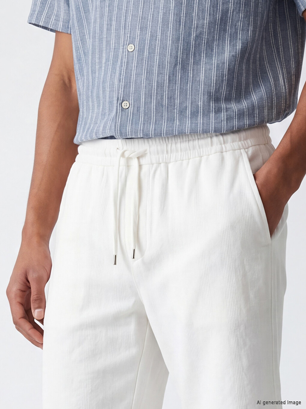 Regular Fit Linen Look Men's Shorts-2