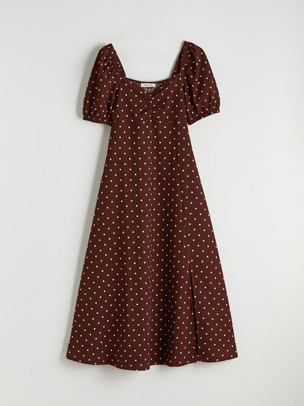 Sweetheart Neck Puff Sleeve Polka Dot Dress-4