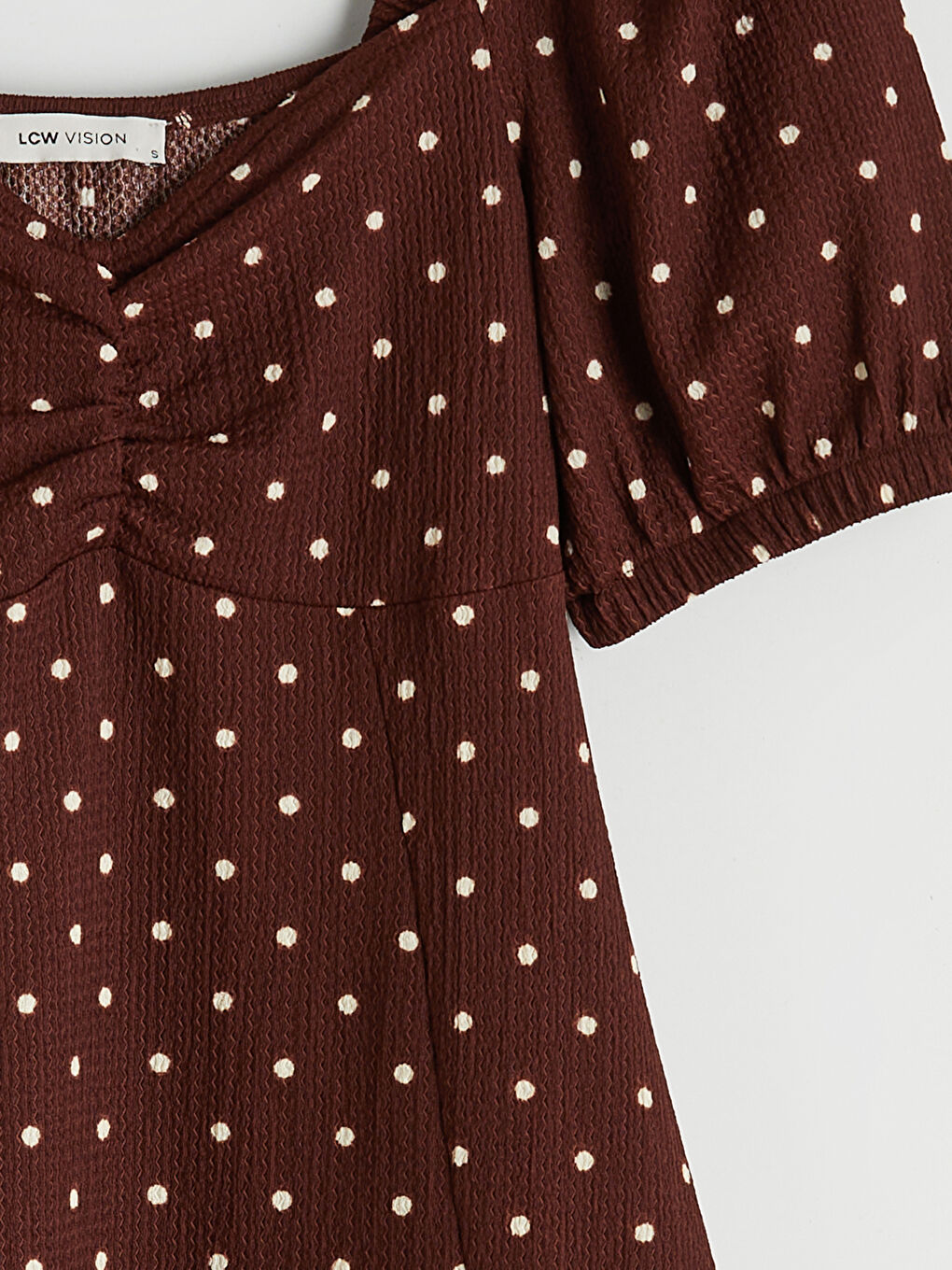 Sweetheart Neck Puff Sleeve Polka Dot Dress-5
