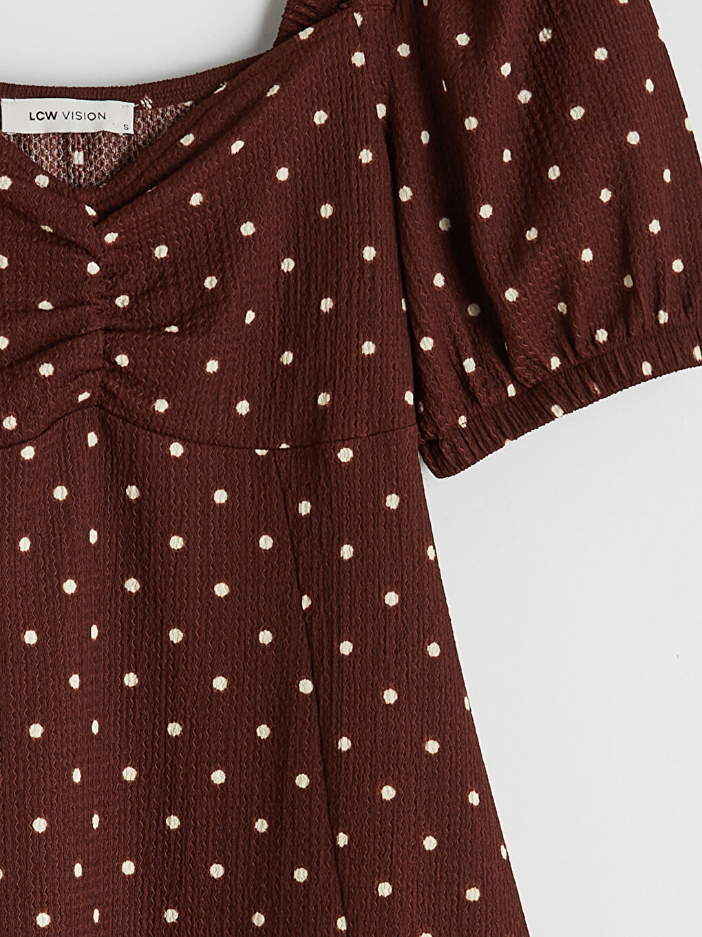 Sweetheart Neck Puff Sleeve Polka Dot Dress-6