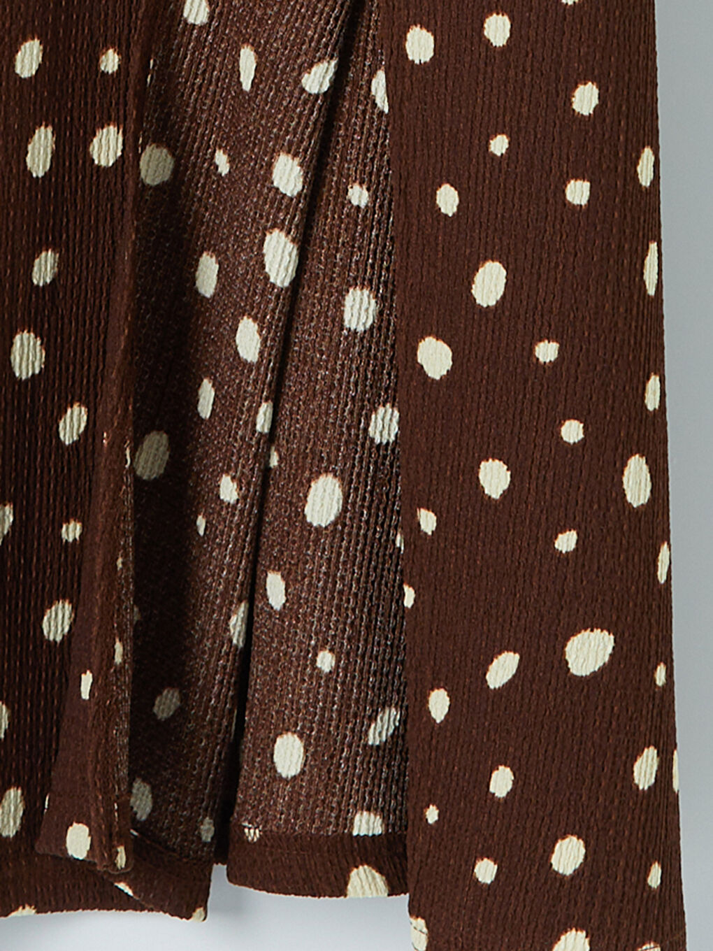 Ekru Kalp Yaka Puantiyeli Elbise-3