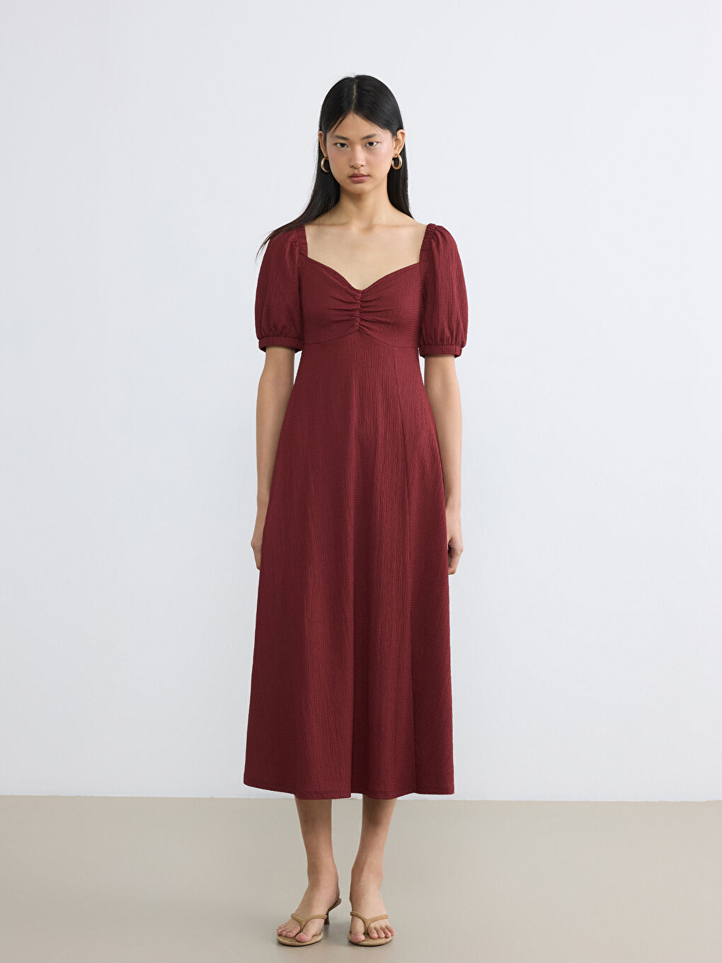 Sweetheart Neckline Puff Sleeve Women's Dress-1