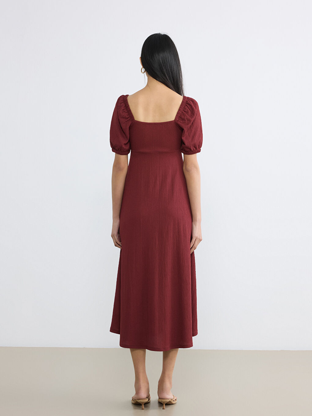Sweetheart Neckline Puff Sleeve Women's Dress-3