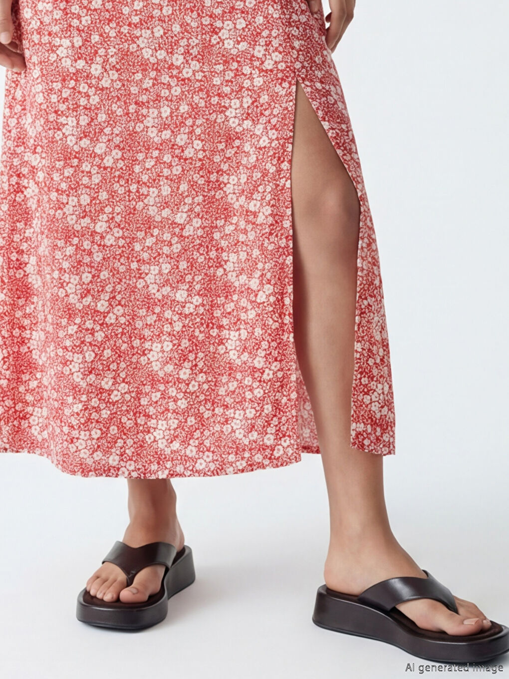 Haljina sa cvetnim dezenom, puf rukavima i izrezom u obliku srca-2