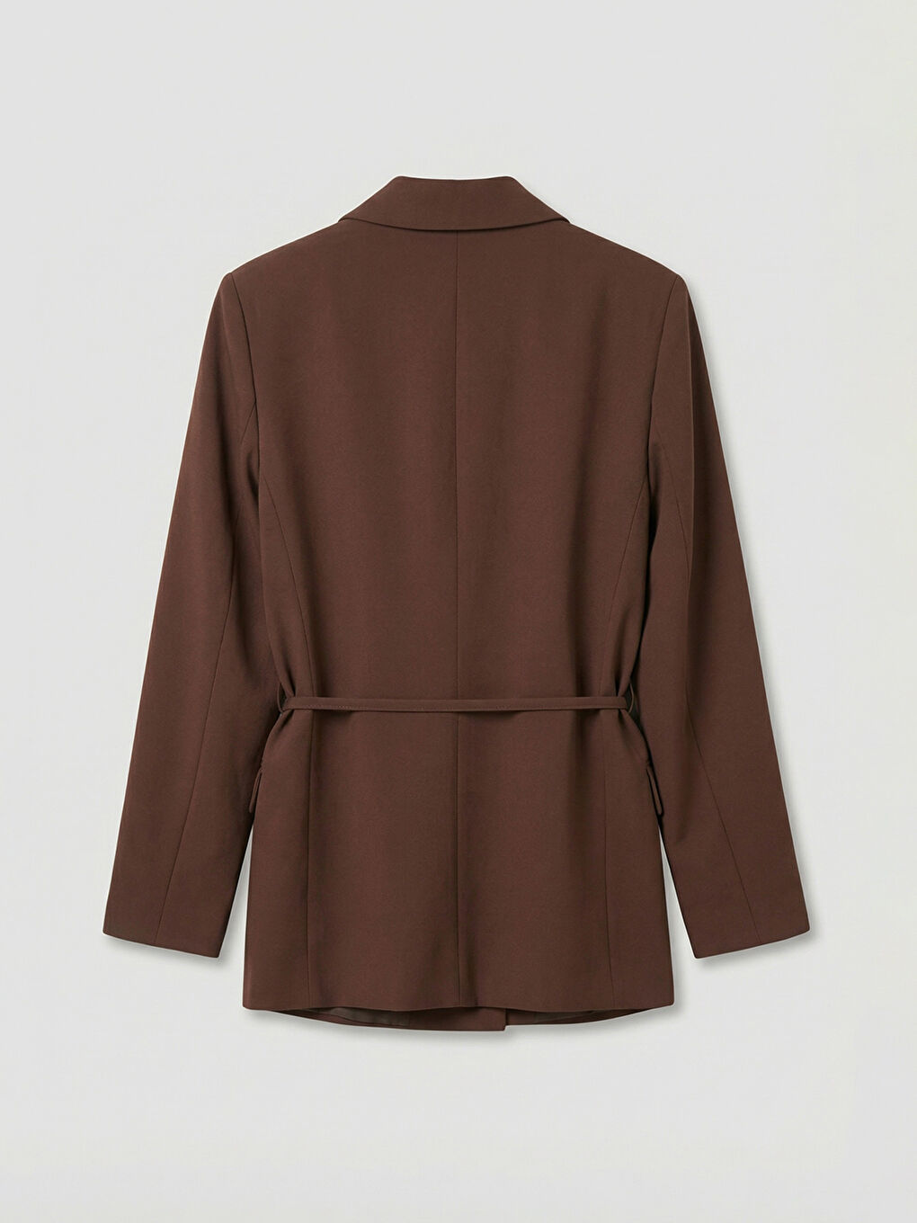 Kahverengi Beli Kuşaklı Kadın Blazer Ceket-1