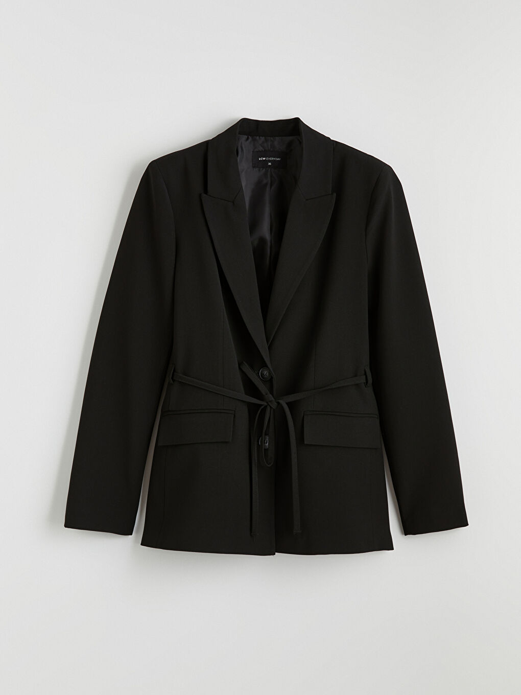 Siyah Beli Kuşaklı Kadın Blazer Ceket-4