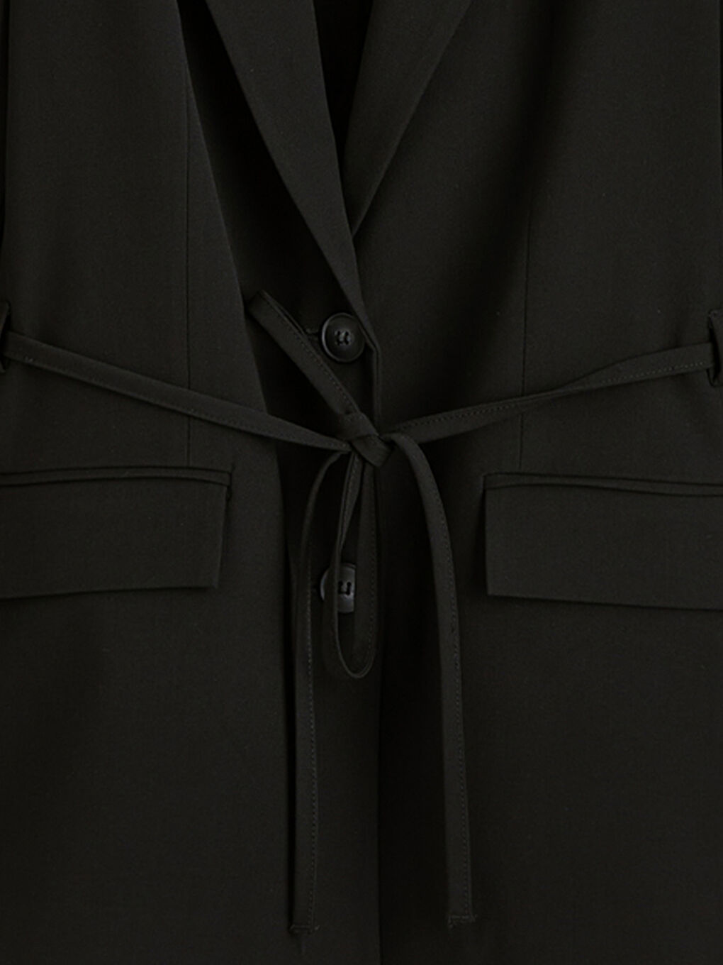 Siyah Beli Kuşaklı Kadın Blazer Ceket-5