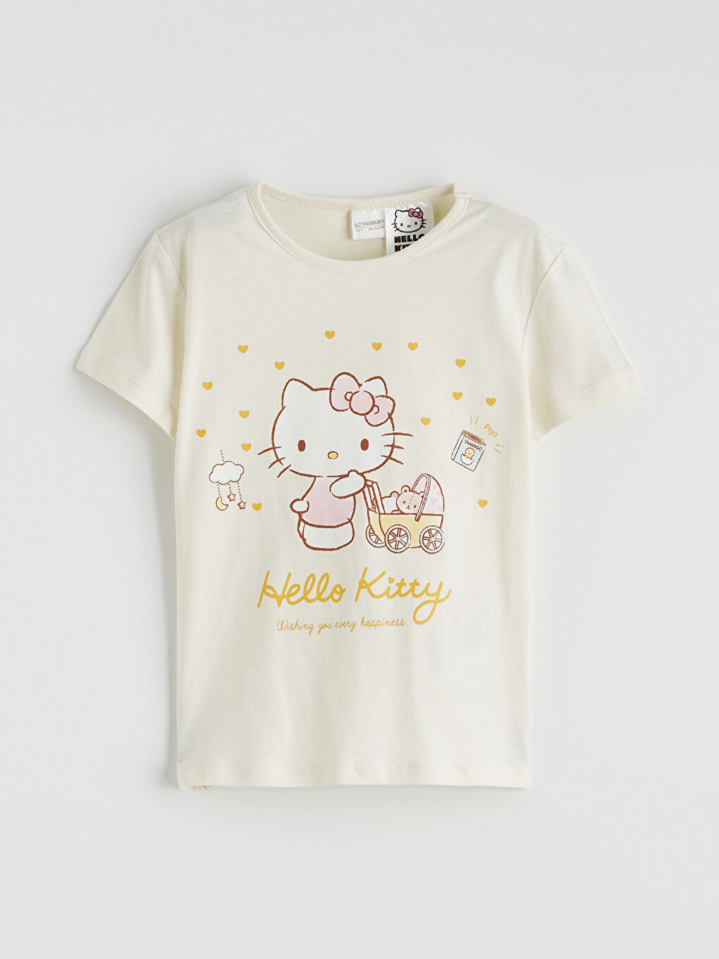 Bej Hello Kitty Baskılı Kız Çocuk Pijama Üst