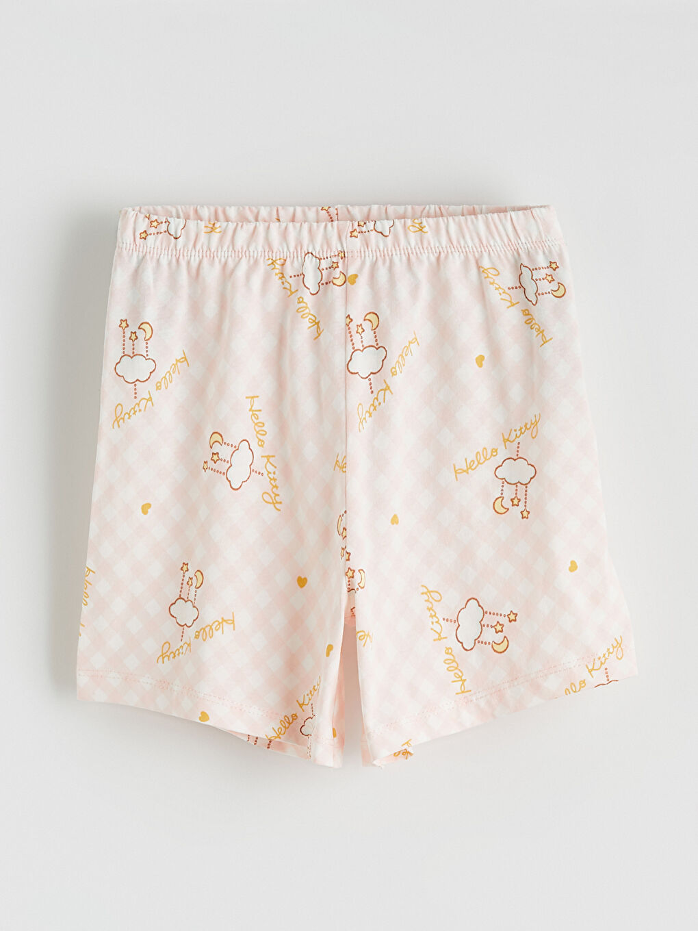 Bej Hello Kitty Baskılı Kız Çocuk Şortlu Pijama Takımı-4