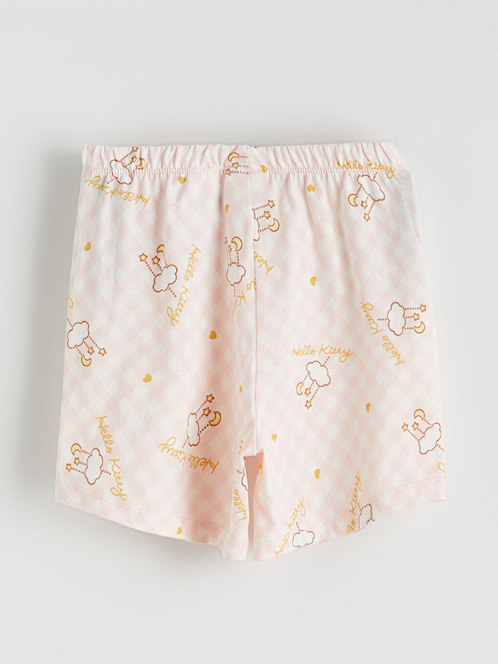 Bej Hello Kitty Baskılı Kız Çocuk Şortlu Pijama Takımı-6