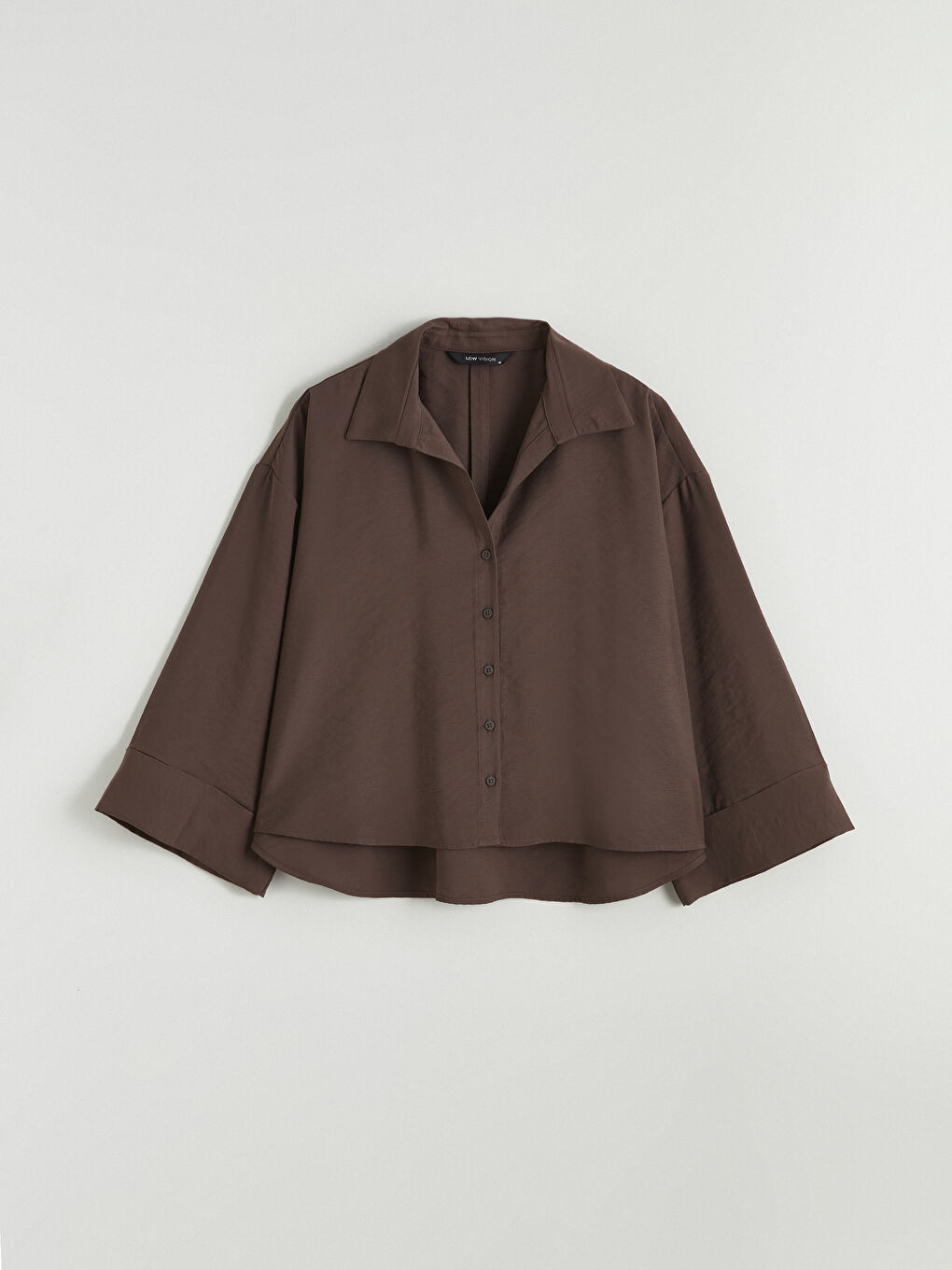 Kahverengi Oversize Kadın Gömlek-4